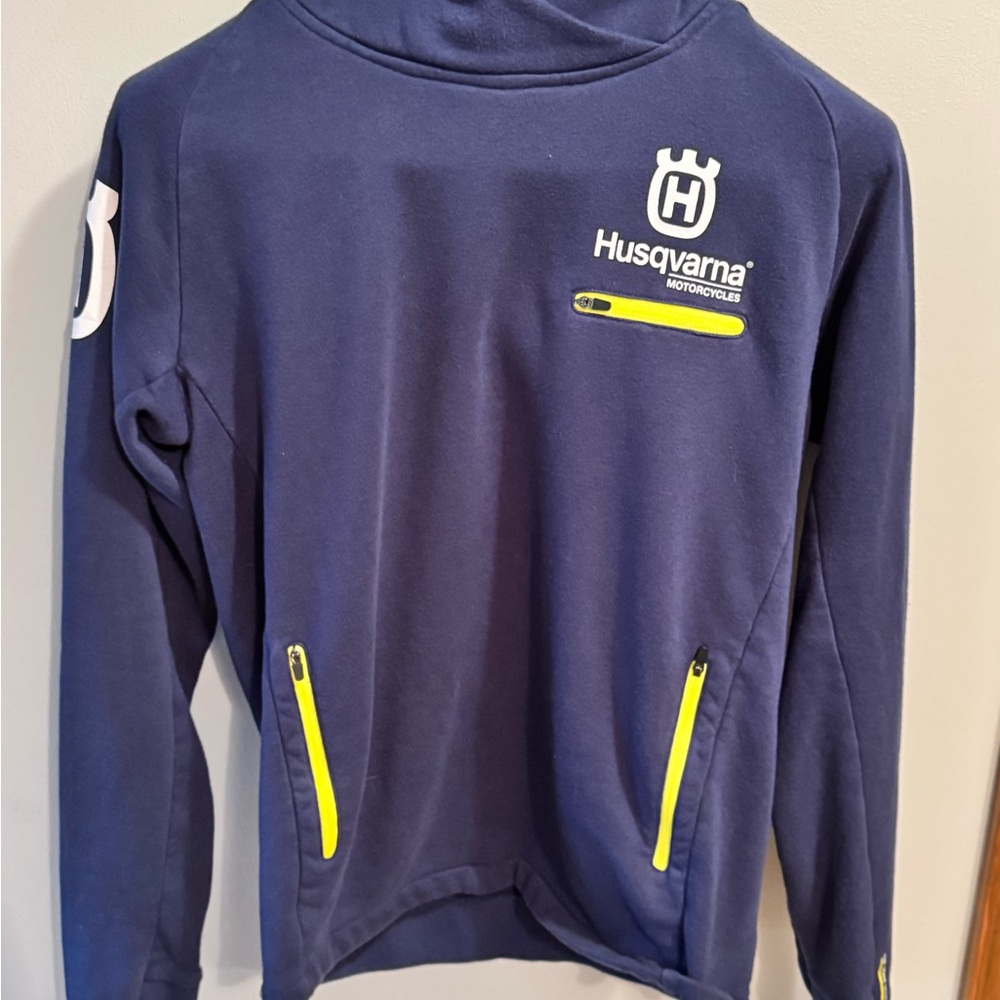 Husqvarna motorcycles Men's Navy Hoodie with Yellow Accents